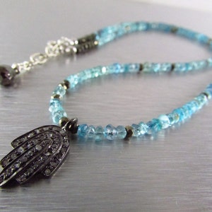 Diamond Hamsa Charm With Apatite and Pyrite image 7