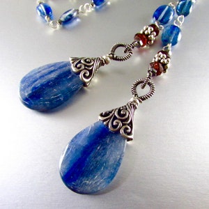 Kyanite And Garnet With Sterling Silver Lariat Necklace image 2