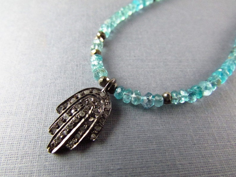 Diamond Hamsa Charm With Apatite and Pyrite image 9