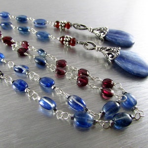 Kyanite And Garnet With Sterling Silver Lariat Necklace image 4