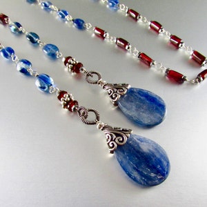 Kyanite And Garnet With Sterling Silver Lariat Necklace image 3