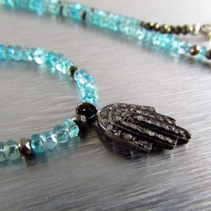 Diamond Hamsa Charm With Apatite and Pyrite image 6