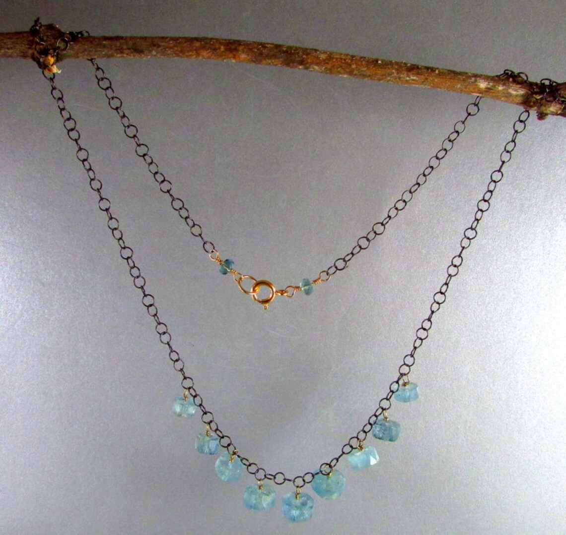 •OOAK - NYX• aquamarine + mixed metal necklace (18