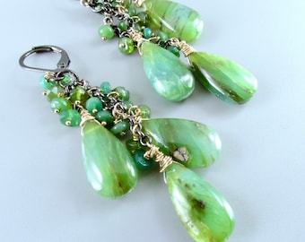 Peruvian Opal And Mixed Metal Earrings