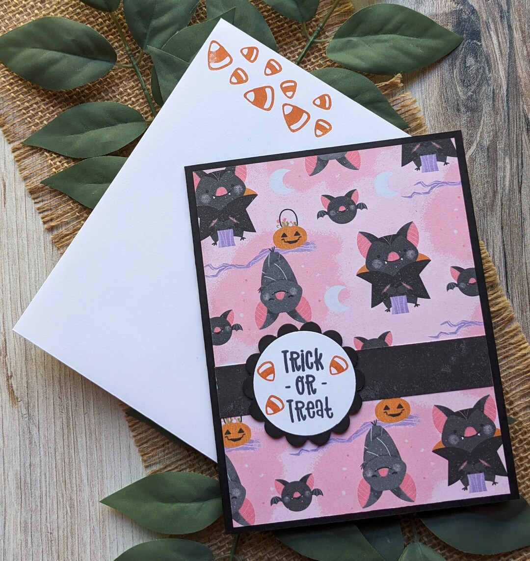 Halloween Handmade Card | Handstamped Trick or Treat Greeting Card and ...