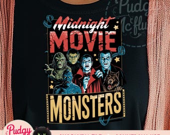 Midnight Movie Monsters PNG | Retro Horror Film Digital Design | Universal Monsters  | Funny Halloween | Classic Monsters, Vintage Halloween