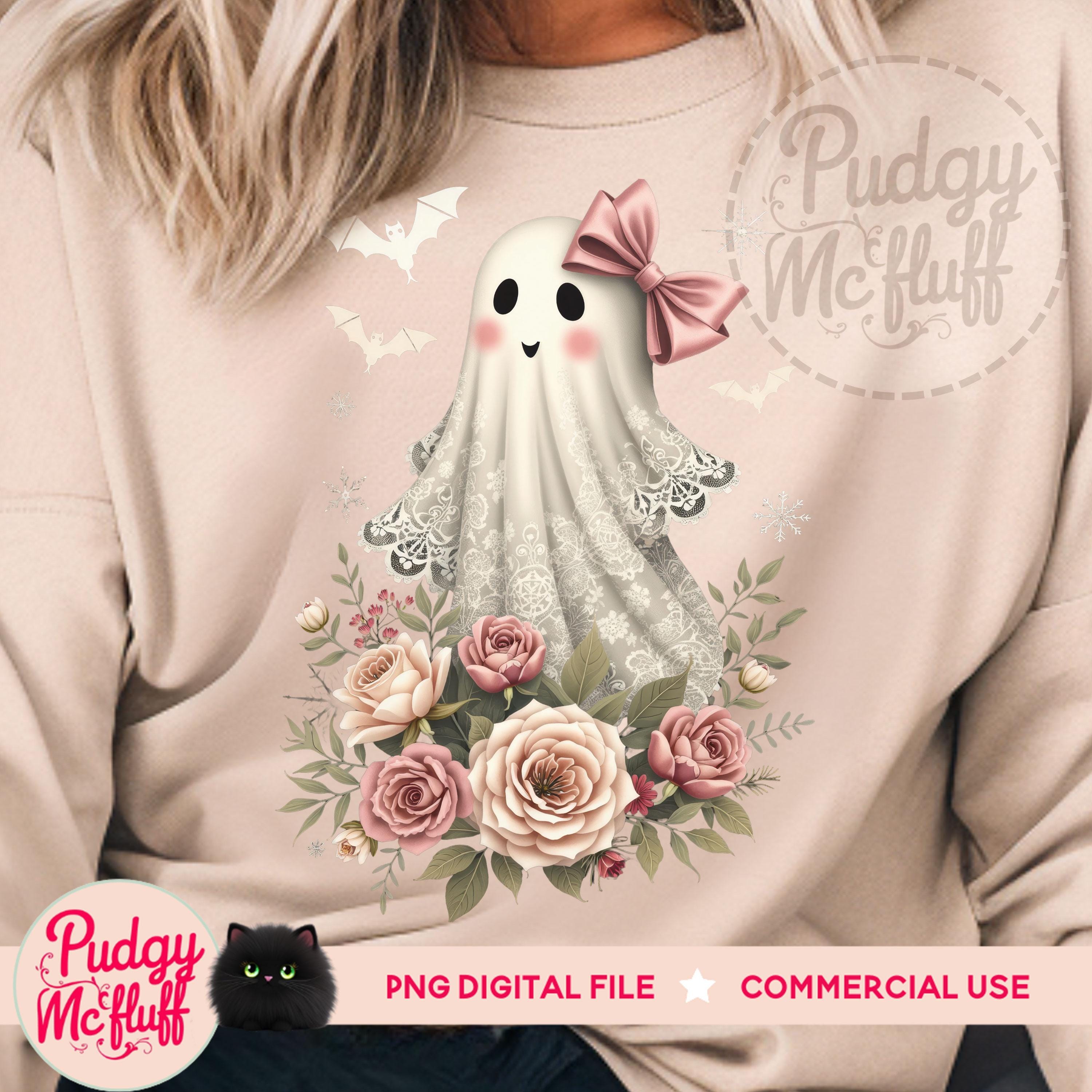 5 Halloween Lace Ghost PNG Pink Bundle Designs | Halloween Boo Lace Bow ...