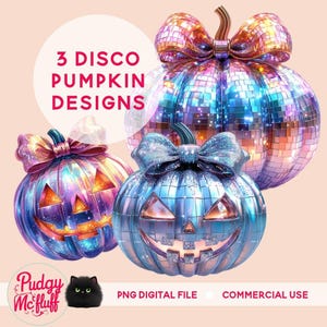 Disco Pumpkin PNG Bundle | Coquette Aesthetic | Autumn Sublimation | Chic Fall PNG Designs | Disco Fall Pumpkin Png | Coquette Pumpkin | Bow