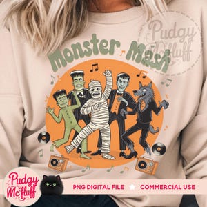 Monster Mash PNG | Retro Digital Design | Halloween Humor | Funny Halloween | Spooky Season | Vintage Halloween | Trending Halloween