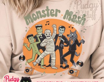 Monster Mash PNG | Retro Digital Design | Halloween Humor | Funny Halloween | Spooky Season | Vintage Halloween | Trending Halloween