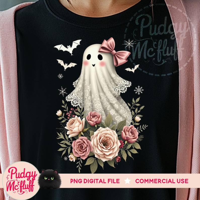 5 Halloween Lace Ghost PNG Pink Bundle Designs | Halloween Boo Lace Bow ...