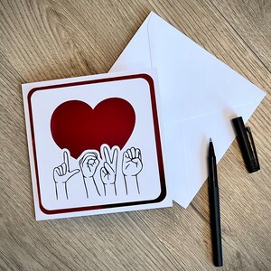 Biglietto di San Valentino in lingua dei segni / biglietto fatto in casa / biglietto di San Valentino / biglietto d'amore