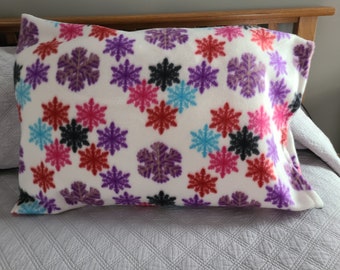 Colorful Snowflakes Fleece Pillowcase for Standard Size Pillow