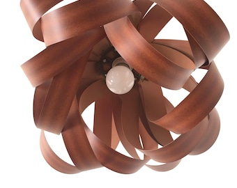 Artistic hanging lampshade | Imitation of Wood Veneer - Handmade - Modern design 3D PLA Printed | for use with Led bulbs