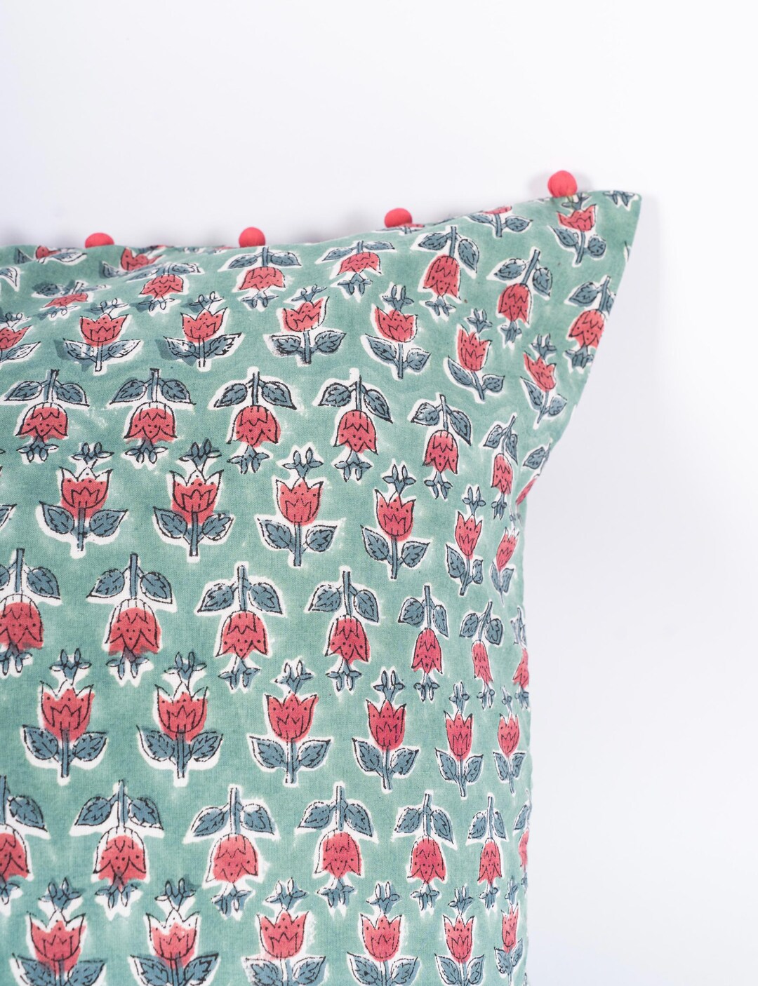 Green - Hand Batik Printed Cotton Pillow Cover (Set of 2) 19
