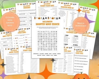 ハロウィーン ゲーム バンドル、印刷可能なハロウィーン パーティー ゲーム、家族で楽しめるハロウィーン ゲーム、子供と大人向けのハロウィーン パーティー ゲーム、デジタル ダウンロード