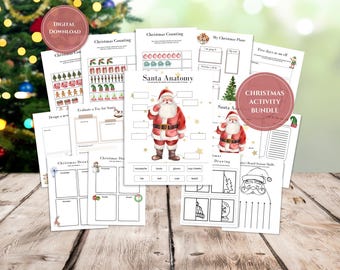 Christmas Activity Bundle, Printable Christmas Activity Pages for Kids, Holiday Activities, Digital Download, Holiday Children's Worksheets