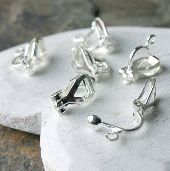 Silver Clip on earring findings earring Dainty Clip finding Etsy