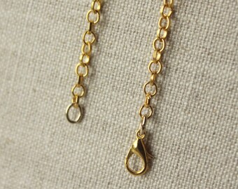 22" Gold chain necklace, 56cm or 22inch gold necklace chain, 3mm MEDIUM link plated, round rolo link pale gold chain custom length SF86