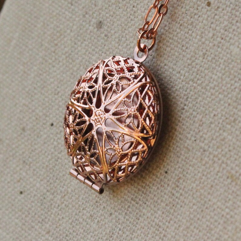 Rose Gold Locket necklace Round Rose gold plated photo locket Etsy