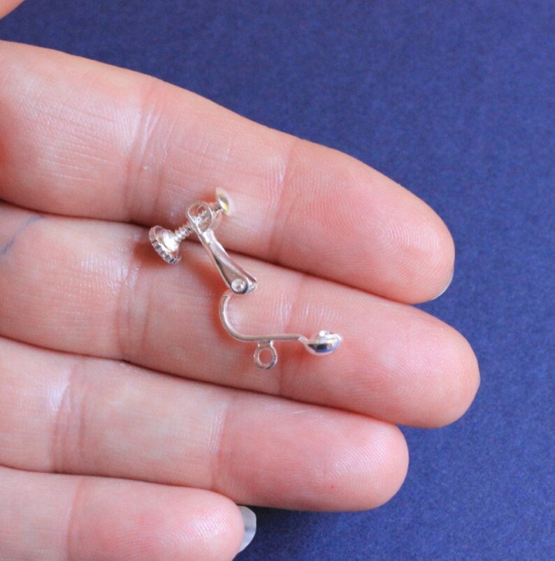Silver Screw in Clip earring findings Screw back clips Silver Etsy