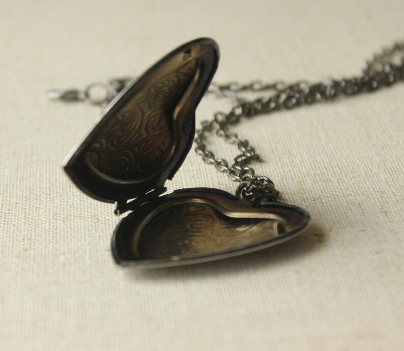 Large Heart Locket Long Chain locket Necklace Large antiqued Etsy