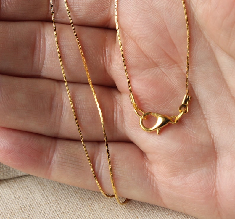 Gold snake chain necklace dainty thin 0.8mm very small fine Etsy
