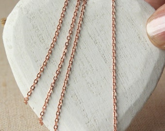 Dainty Rose Gold Chain necklace, small rose gold necklace chain, choose 14 inch - 36 inch tiny 1.5mm link, plated chain soldered link SF134