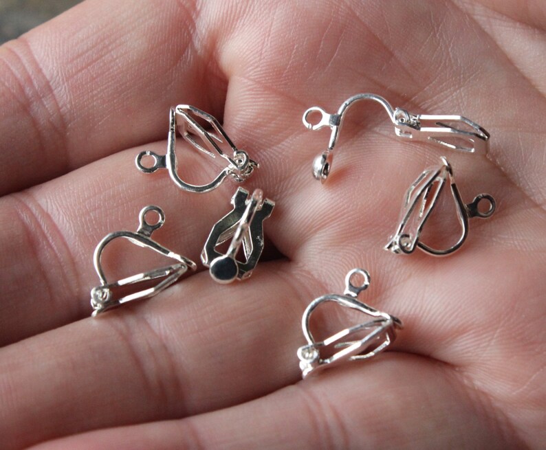Silver Clip on earring findings earring Dainty Clip finding Etsy