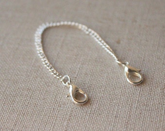 2 inches - 10 inches Double clasp necklace extender chain, silver chain for FINE necklaces, extension attachment, plated, ONE chain SF118