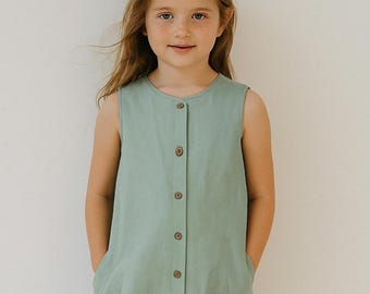 Girls Buttoned Summer Dress Sewing Pattern (Sizes US 2-30) (Digital Download)