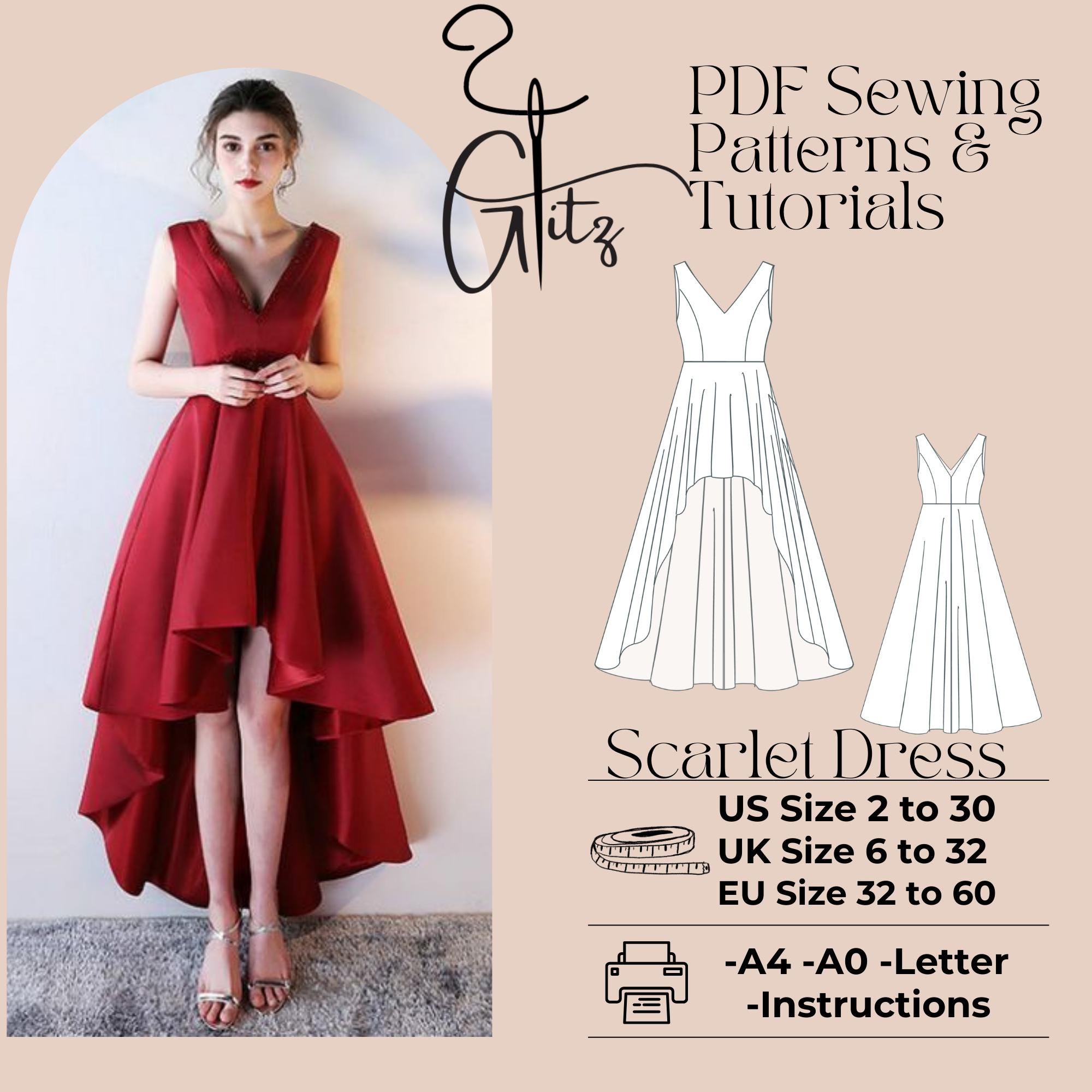 Prom Dress Pattern Pdf - Etsy