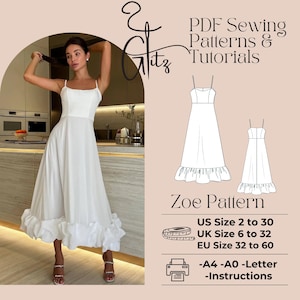 Bridal Midi Dress Sewing Pattern (US 2-30) (PDF)