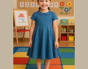 Patrón de costura para vestido con cuello Peter Pan: Niña de las Flores (Patrón PDF)