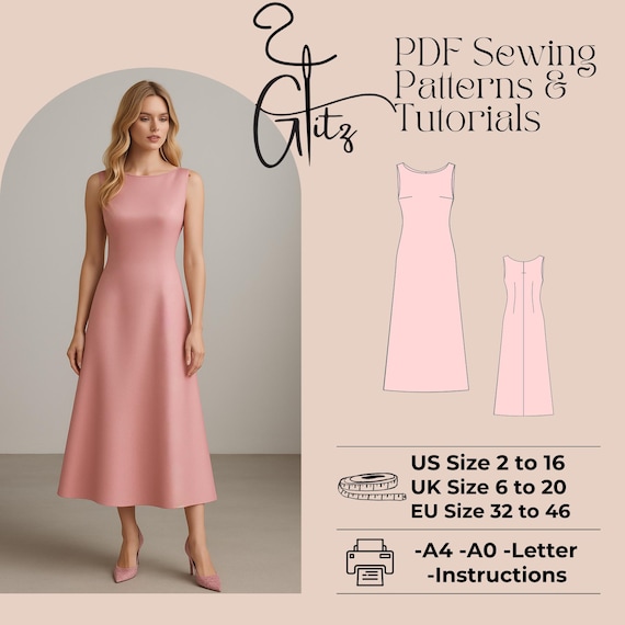 Alia Satin Maxi Evening Dress Sewing Pattern PDF Digital Pattern - Etsy