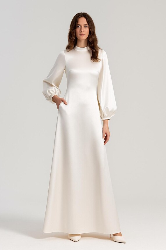 flowy sleeves with aline overall dress Plus Size A Line Flowy Dresses Long Sleeve V Neck