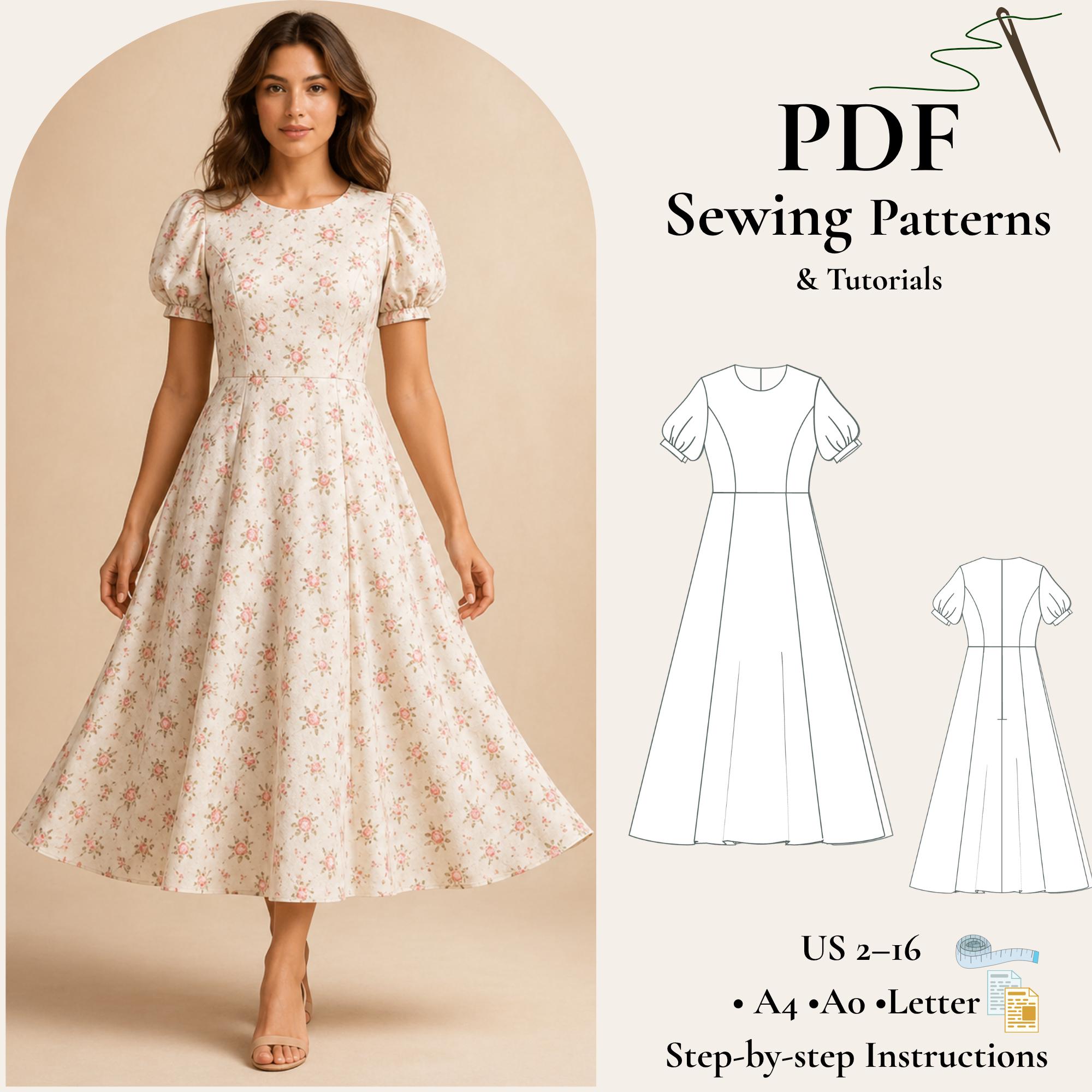 knee length dresses for ladies Girls Long Sleeve Princess Tulle Party Dress Sewing Pattern – Patterns For  Less