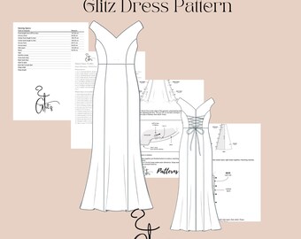 Off Shoulder Mermaid Gown Sewing Pattern  V Neck Fitted Dress (PDF Pattern)  - Etsy