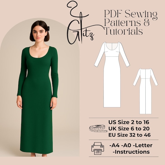bodycon dress pattern pdf Bodycon Dress Sewing Pattern, Wide Collar (PDF Pattern)