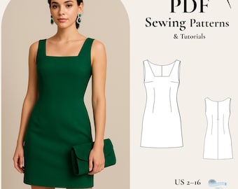 Fitted Sleeveless Sheath Dress Sewing Pattern: Minimalist Bodycon (PDF Pattern, XS-4XL) - Etsy Fitted Sleeveless Sheath Dress Sewing Pattern: Minimalist Bodycon (PDF Pattern, XS-4XL) - Etsy
