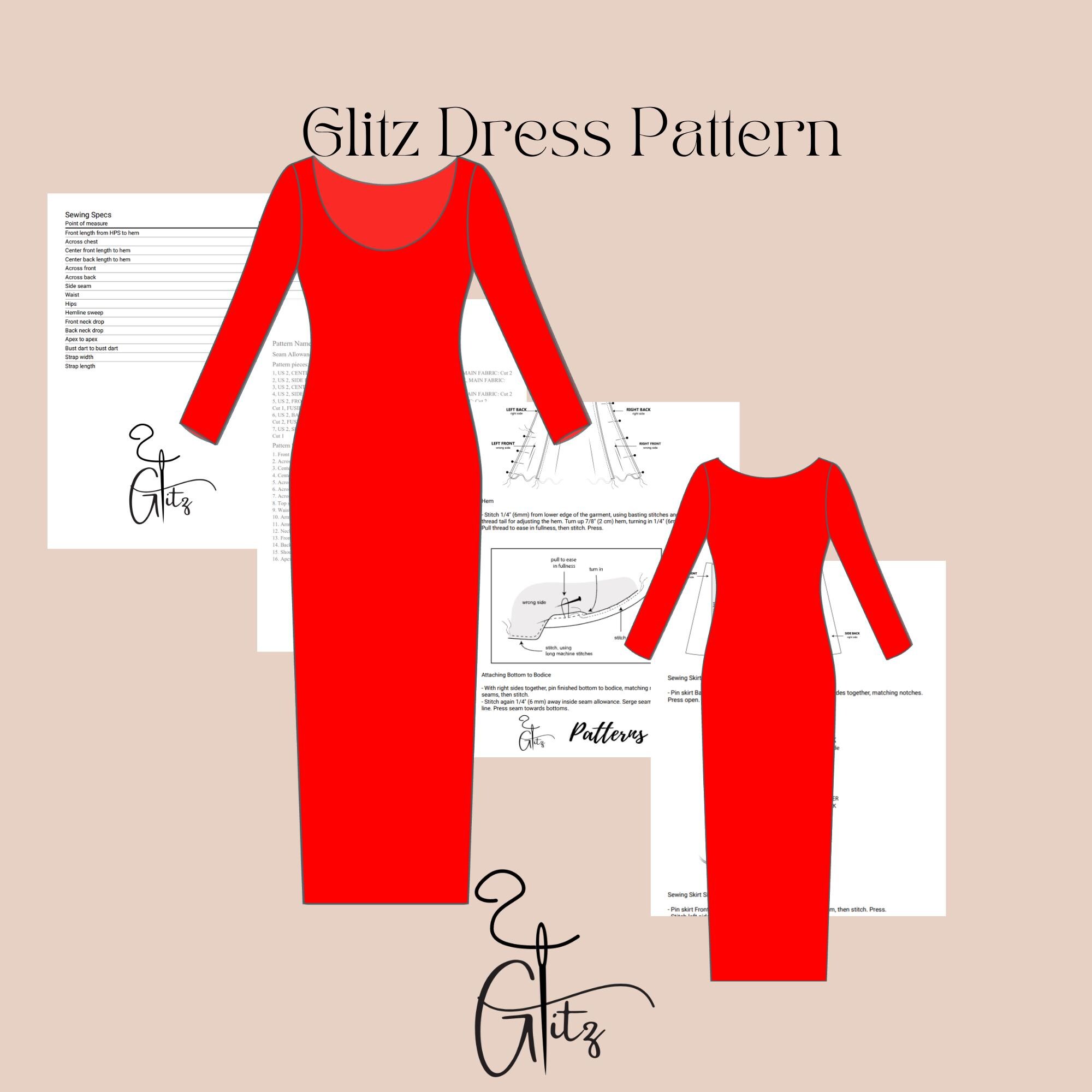 Long Sleeve Bodycon Maxi Dress Sewing Pattern (PDF) - Etsy