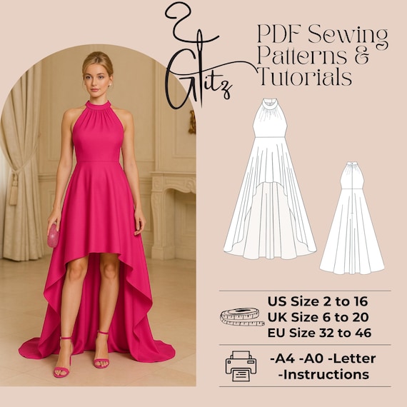 prom dress making patterns DIY Sewing Tutorial Halter Neck Hi Low Prom