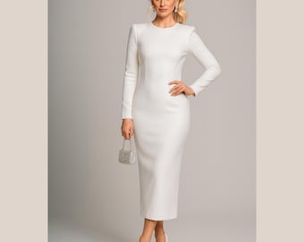 long sleeve pencil dress pattern Draped pencil dress