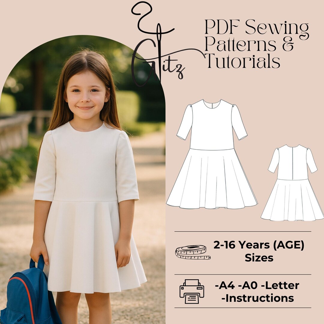 Girls Dress Sewing Pattern, Flower Girl Cottagecore Dress (PDF Pattern ...