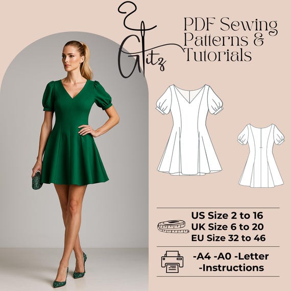 plunge neck flared sleeve skater dress Sweet Plans Ahead Long Sleeve Skater Dress main image 0