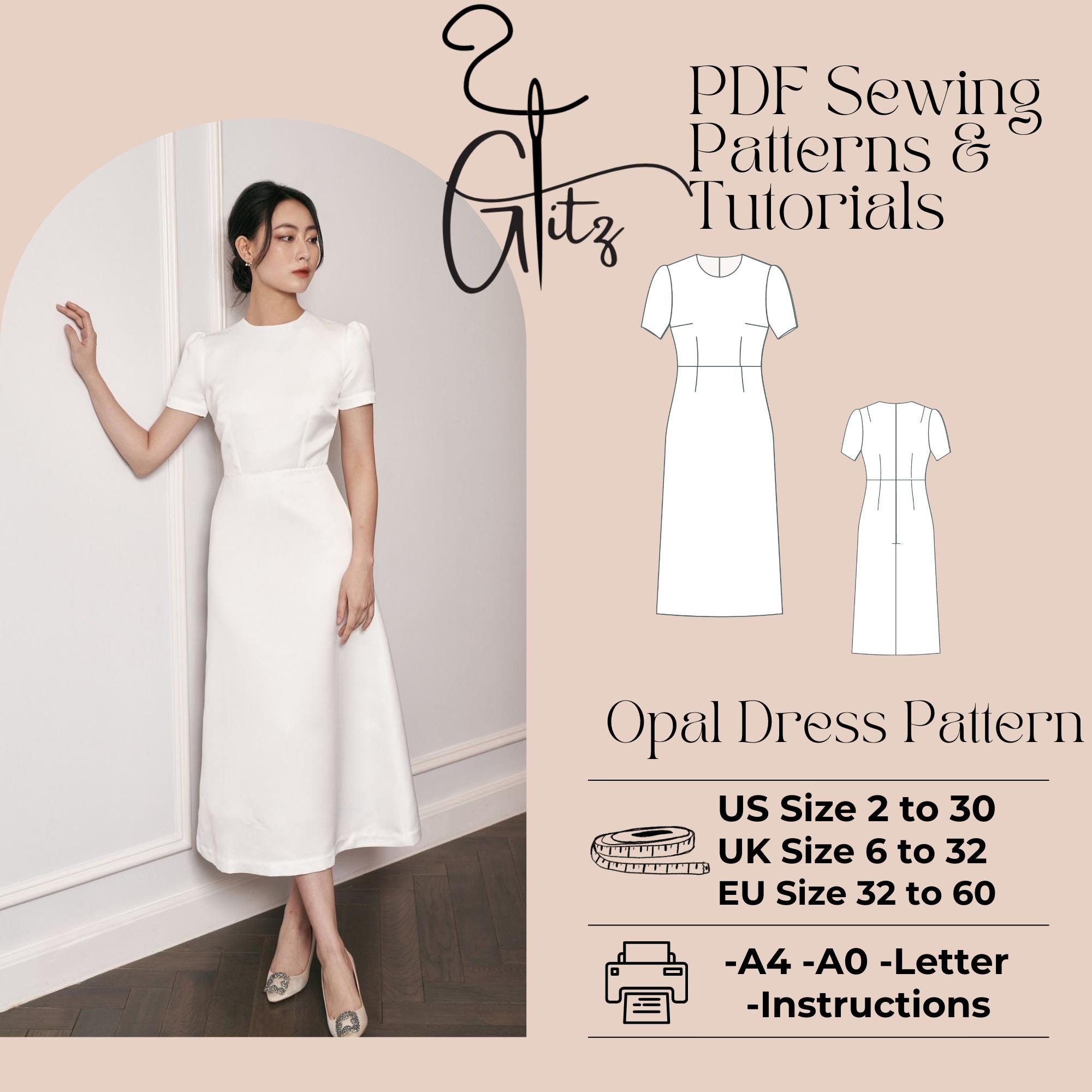 midi cocktail dress pattern Pleated Midi Cocktail Dress Pattern | Classic Midi Dress Pattern | Collared Dress Sewing Pattern | Women's Dress Pattern | PDF Pattern