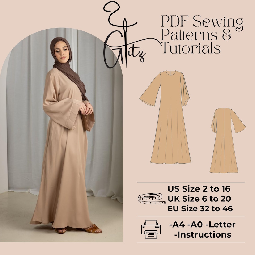 Hijab Muslim Dress Sewing Pattern Modest Dress Maxi Dress Pattern