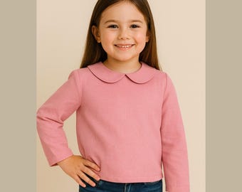 Arshiner T-Shirt Manches Longues Fille - Thermique Polaire Intérieur, Col Rond, Coupe Ajustée, Uni Noir/Blanc 5-12 Ans
