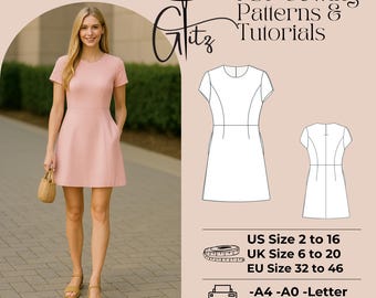 A-Line Mini Dress Sewing Pattern (PDF Pattern)