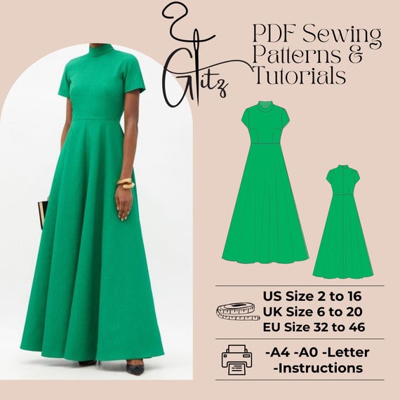 Boat Neck Prom Dress Sewing Pattern, Ball Gown (PDF Pattern) - Etsy